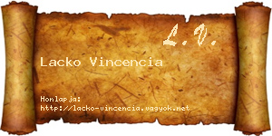 Lacko Vincencia névjegykártya